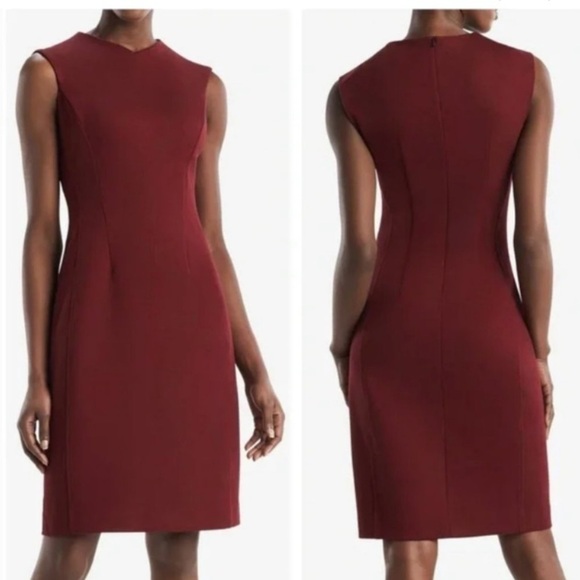 M.M. LaFleur Pinot Red Maggie Sheath Dress in Textured Ponte Knit - Picture 1 of 14